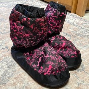 Ballet warm up booties boots hot pink floral